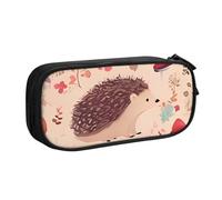 QGGHNISD Lovely Hedgehog Pencil Bag, Large Capacity Double Layer with Divider Stationery Bag,Zipper Cute Printed Cosmetic Bag for School Office Travelling
