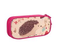 QGGHNISD Lovely Hedgehog Pencil Bag, Large Capacity Double Layer with Divider Stationery Bag,Zipper Cute Printed Cosmetic Bag for School Office Travelling