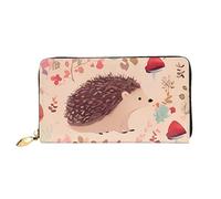 QGGHNISD Lovely Hedgehog Women's Long Leather Wallet with Zipper, Card Slots, Cash Pocket, Clutch Purse
