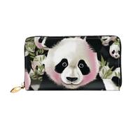QGGHNISD Lovely Panda Printed Women's Long Leather Wallet with Zipper, Card Slots, Cash Pocket, Clutch Purse