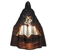 QGGHNISD Magic Book Halloween Hooded Cloak For Adults, Long Polyester Cape With Big Hood For Cosplay, Party, Costume