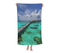 QGGHNISD Maldives Scenery Bath Towel, 130x80cm Printed Soft Skin-Friendly Quick-Dry Towel, Travel Swimming Outdoor Blanket