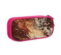QGGHNISD Marble Mixed Brown Pencil Bag, Large Capacity Double Layer with Divider Stationery Bag,Zipper Cute Printed Cosmetic Bag for School Office Travelling
