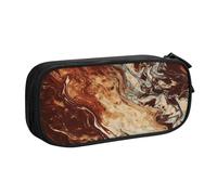 QGGHNISD Marble Mixed Brown Pencil Bag, Large Capacity Double Layer with Divider Stationery Bag,Zipper Cute Printed Cosmetic Bag for School Office Travelling