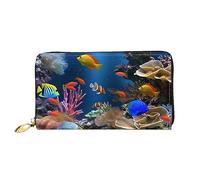 QGGHNISD Marine Life Women's Long Leather Wallet with Zipper, Card Slots, Cash Pocket, Clutch Purse