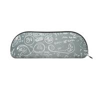 QGGHNISD Math Question Half Round Organiser - Compact and Portable Leather Cosmetic Bag with Metal Zip Pen Pouch, Suitable for Students Or Office Use