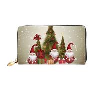 QGGHNISD Merry Christmas Women's Long Leather Wallet with Zipper, Card Slots, Cash Pocket, Clutch Purse