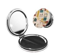 QGGHNISD Mid Century Modern Makeup Mirror, Compact Double-Sided Travel Mirror With Magnifying Lens