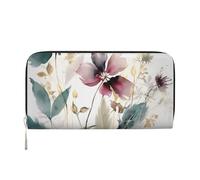 QGGHNISD Modern Botanical Long Wallet Women Leather Zipper Clutch Purse Large Capacity Card Holder Organizer