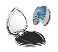 QGGHNISD Modern Seascape Picture Makeup Mirror, Compact Double-Sided Travel Mirror With Magnifying Lens