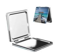 QGGHNISD Modern Seascape Picture Makeup Mirror, Compact Double-Sided Travel Mirror With Magnifying Lens