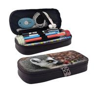 QGGHNISD Monkey Lemur Cute Leather Pencil Case, Large Capacity Durable Pencil Box, Student Stationery Bag, Suitable for Stationery/Cosmetics/Small Items