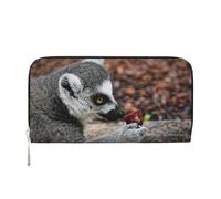 QGGHNISD Monkey Lemur Cute Long Wallet Women Leather Zipper Clutch Purse Large Capacity Card Holder Organizer