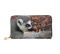 QGGHNISD Monkey Lemur Cute Women's Long Leather Wallet with Zipper, Card Slots, Cash Pocket, Clutch Purse