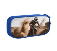 QGGHNISD Motocross Pencil Bag, Large Capacity Double Layer with Divider Stationery Bag,Zipper Cute Printed Cosmetic Bag for School Office Travelling