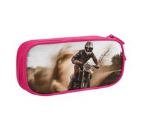 QGGHNISD Motocross Pencil Bag, Large Capacity Double Layer with Divider Stationery Bag,Zipper Cute Printed Cosmetic Bag for School Office Travelling