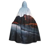 QGGHNISD Mountain At Sunrise Halloween Hooded Cloak For Adults, Long Polyester Cape With Big Hood For Cosplay, Party, Costume