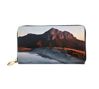 QGGHNISD Mountain at Sunrise Women's Long Leather Wallet with Zipper, Card Slots, Cash Pocket, Clutch Purse