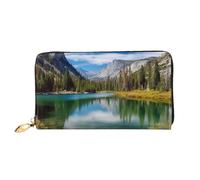 QGGHNISD Mountain Lakes Women's Long Leather Wallet with Zipper, Card Slots, Cash Pocket, Clutch Purse