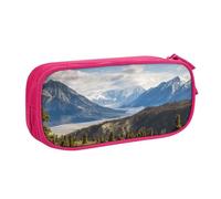 QGGHNISD Mountain Landscape Pencil Bag, Large Capacity Double Layer with Divider Stationery Bag,Zipper Cute Printed Cosmetic Bag for School Office Travelling