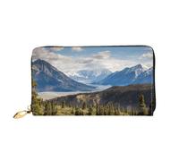QGGHNISD Mountain Landscape Women's Long Leather Wallet with Zipper, Card Slots, Cash Pocket, Clutch Purse