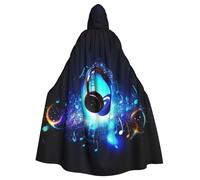 QGGHNISD Music Night Halloween Hooded Cloak For Adults, Long Polyester Cape With Big Hood For Cosplay, Party, Costume