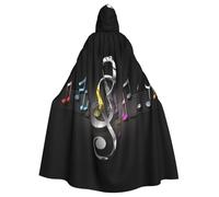 QGGHNISD Music Note2 Halloween Hooded Cloak For Adults, Long Polyester Cape With Big Hood For Cosplay, Party, Costume
