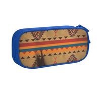 QGGHNISD Native American Pencil Bag, Large Capacity Double Layer with Divider Stationery Bag,Zipper Cute Printed Cosmetic Bag for School Office Travelling