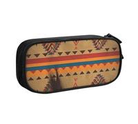 QGGHNISD Native American Pencil Bag, Large Capacity Double Layer with Divider Stationery Bag,Zipper Cute Printed Cosmetic Bag for School Office Travelling