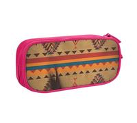 QGGHNISD Native American Pencil Bag, Large Capacity Double Layer with Divider Stationery Bag,Zipper Cute Printed Cosmetic Bag for School Office Travelling