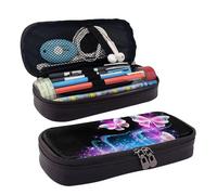QGGHNISD Neon Butterfly Leather Pencil Case, Large Capacity Durable Pencil Box, Student Stationery Bag, Suitable for Stationery/Cosmetics/Small Items
