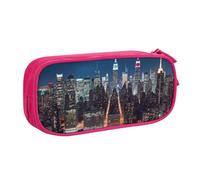 QGGHNISD New York City Night Pencil Bag, Large Capacity Double Layer with Divider Stationery Bag,Zipper Cute Printed Cosmetic Bag for School Office Travelling