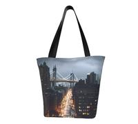 QGGHNISD New York City Women'S Casual Shoulder Tote Bag, Large Capacity Polyester Handbag, Travel Beach Shopping Bag