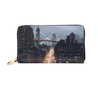 QGGHNISD New York City Women's Long Leather Wallet with Zipper, Card Slots, Cash Pocket, Clutch Purse