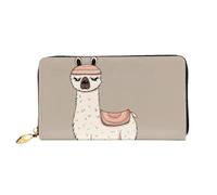 QGGHNISD No Drama Llama Women's Long Leather Wallet with Zipper, Card Slots, Cash Pocket, Clutch Purse