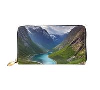 QGGHNISD Norwegian Fjords Women's Long Leather Wallet with Zipper, Card Slots, Cash Pocket, Clutch Purse