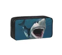 QGGHNISD Ocean Shark Large Capacity Pencil Case, Oxford Cloth Zipper Pen Pouch, Simple Printed Stationery Organizer Bag