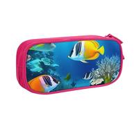QGGHNISD Ocean Tropical Fish Pencil Bag, Large Capacity Double Layer with Divider Stationery Bag,Zipper Cute Printed Cosmetic Bag for School Office Travelling