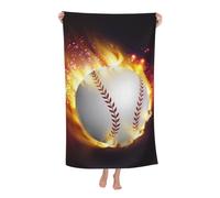 QGGHNISD Orange Softball Baseball On Fire And Water Bath Towel, 130x80cm Printed Soft Skin-Friendly Quick-Dry Towel, Travel Swimming Outdoor Blanket