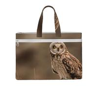 QGGHNISD Owl Standing On The Tree Canvas Tote Bag Document Organizer Bag Zipper File Storage Handbag Portable Office Travel Bag