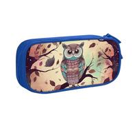 QGGHNISD Owl Tree Branch Pencil Bag, Large Capacity Double Layer with Divider Stationery Bag,Zipper Cute Printed Cosmetic Bag for School Office Travelling