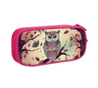 QGGHNISD Owl Tree Branch Pencil Bag, Large Capacity Double Layer with Divider Stationery Bag,Zipper Cute Printed Cosmetic Bag for School Office Travelling