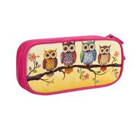 QGGHNISD Owls On A Branch Sunny Pencil Bag, Large Capacity Double Layer with Divider Stationery Bag,Zipper Cute Printed Cosmetic Bag for School Office Travelling