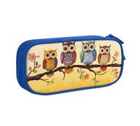 QGGHNISD Owls On A Branch Sunny Pencil Bag, Large Capacity Double Layer with Divider Stationery Bag,Zipper Cute Printed Cosmetic Bag for School Office Travelling