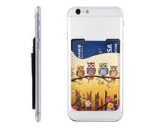 QGGHNISD Owls On A Branch Sunny Phone Case Card Holder, Adhesive Id Credit Card Holder for The Back of Most Smartphones