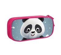 QGGHNISD Panda Cartoon Pencil Bag, Large Capacity Double Layer with Divider Stationery Bag,Zipper Cute Printed Cosmetic Bag for School Office Travelling