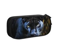 QGGHNISD Panther with Blue Eyes Pencil Bag, Large Capacity Double Layer with Divider Stationery Bag,Zipper Cute Printed Cosmetic Bag for School Office Travelling