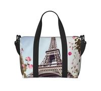 QGGHNISD Paris Eiffel Tower Flower Crossbody Travel Bag - Water-Resistant Carry-On Handbag, Large Capacity Gym Bag