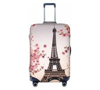 QGGHNISD Paris Eiffel Tower Flowers Blooming Luggage Case Protector - Scratch Resistant Elastic Travel Luggage Cover - Fits 18-32 Inch Suitcases XL