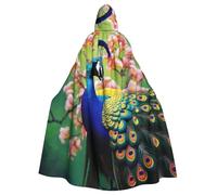 QGGHNISD Peacock Halloween Hooded Cloak For Adults, Long Polyester Cape With Big Hood For Cosplay, Party, Costume